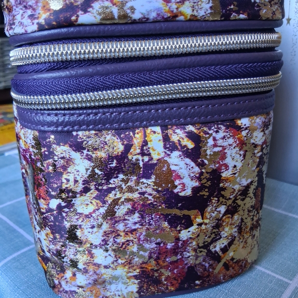 Bnwt Sonia Kashuk Multicolor Floral W Gold Sheen W/Brush Organize Cosmetic Case - Picture 3 of 11